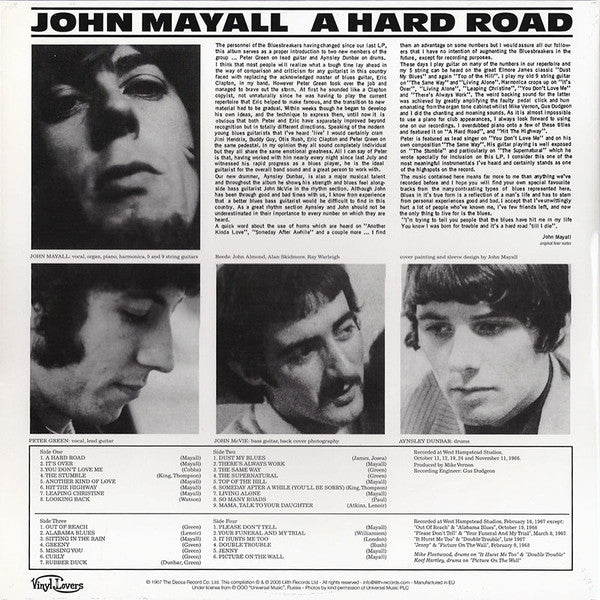 John Mayall & The Bluesbreakers A Hard Road (Bonus Tracks) (2 Lp's) Vinyl